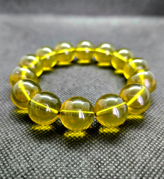 Blue Amber Bracelet | 16 mm Beads | Top Clarity | Premium Grade | 34.27 g